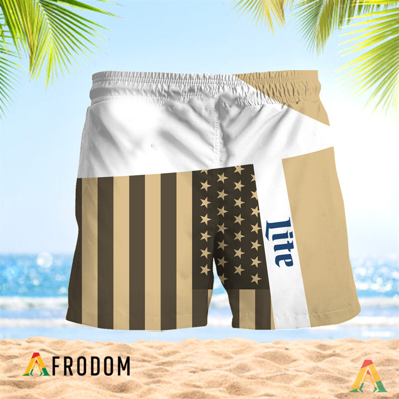 Summer American Flag Patch Miller Lite Hawaiian Shorts HU