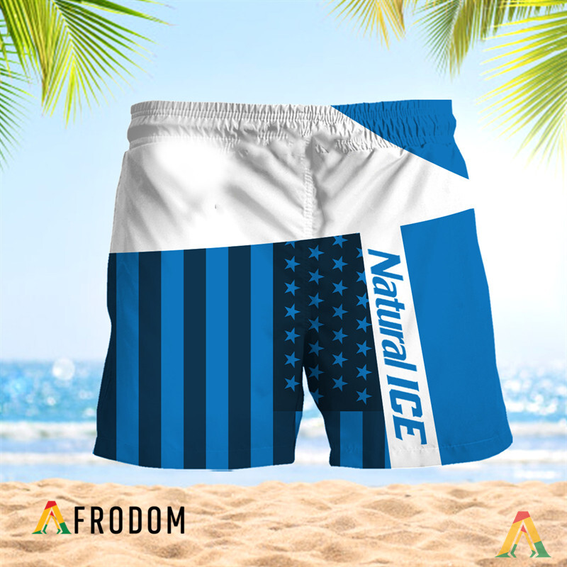 Summer American Flag Patch Natural Ice Hawaiian Shorts HU