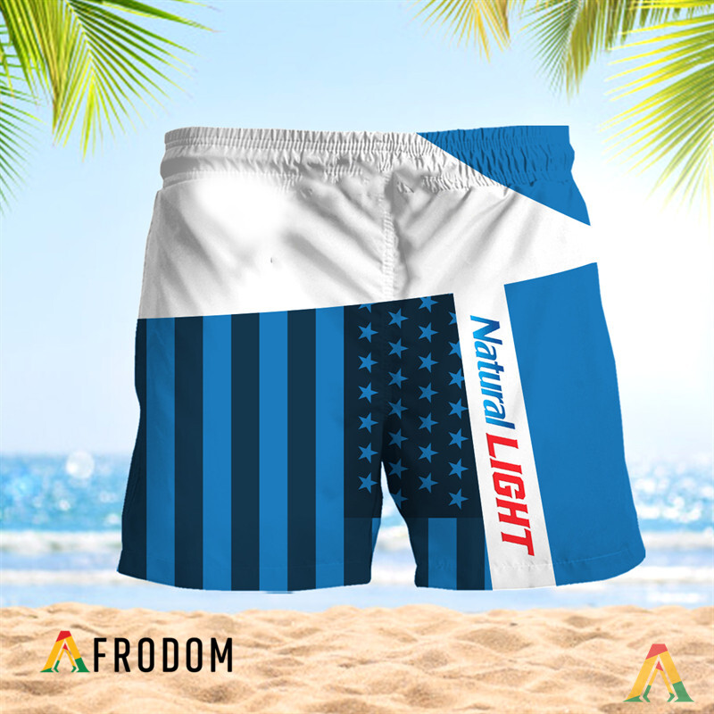 Summer American Flag Patch Natural Light Hawaiian Shorts HU