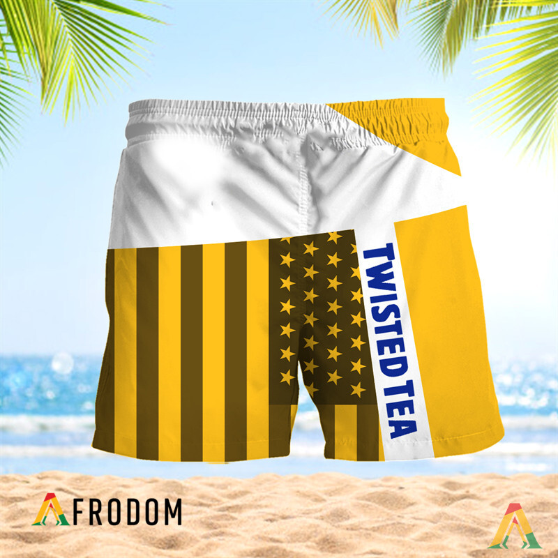 Summer American Flag Patch Twisted Tea Hawaiian Shorts HU