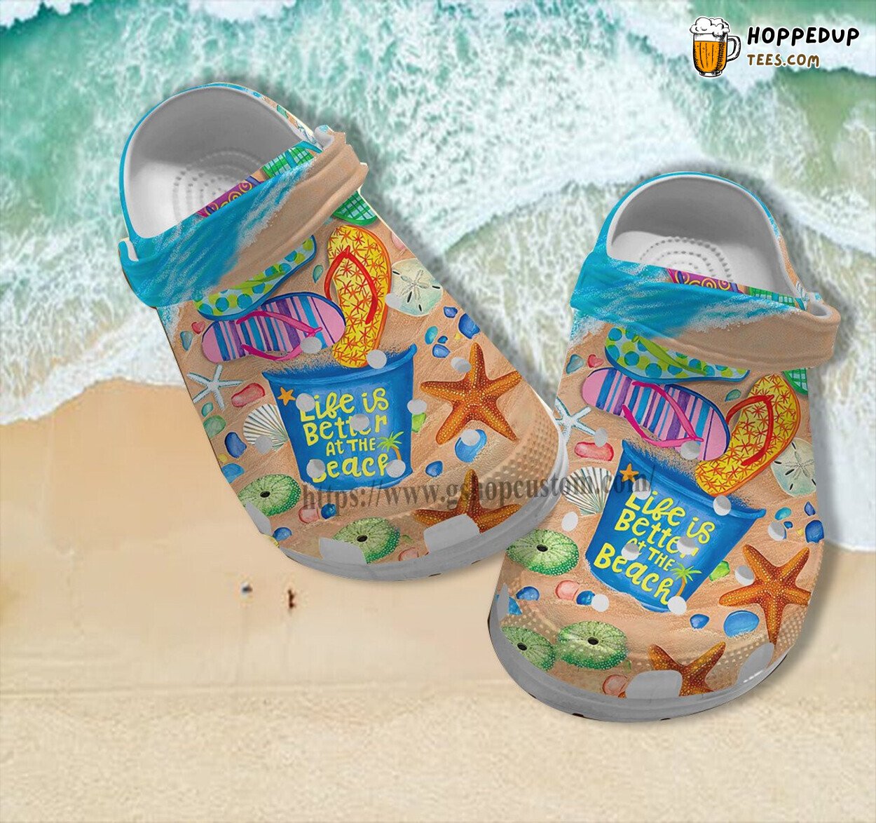 Summer Beach Life Themed Croc Shoes Bestie Sister Gift