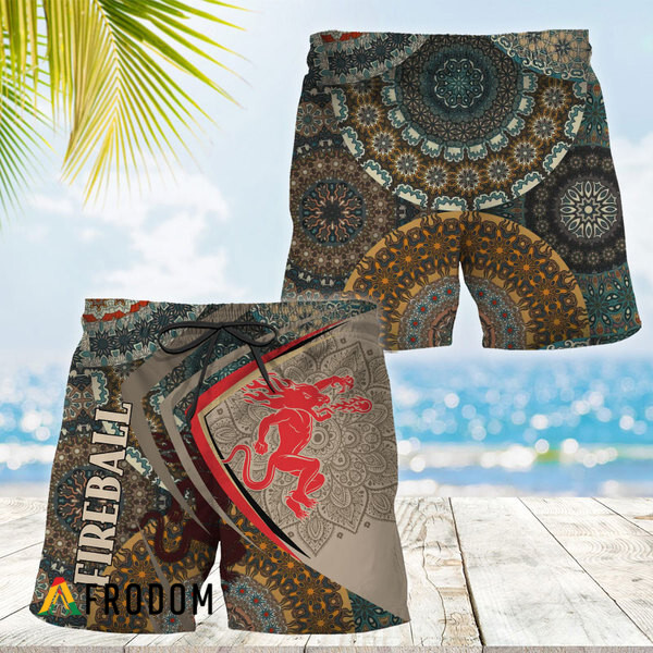Summer Boho Mandala Fireball Whisky Hawaiian Shorts HU