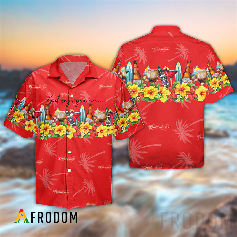 Summer Budweiser Hawaii Button Shirt And Shorts Set HU