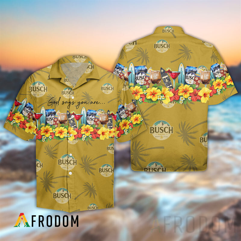 Summer Busch Beer Hawaii Button Shirt And Shorts Set HU