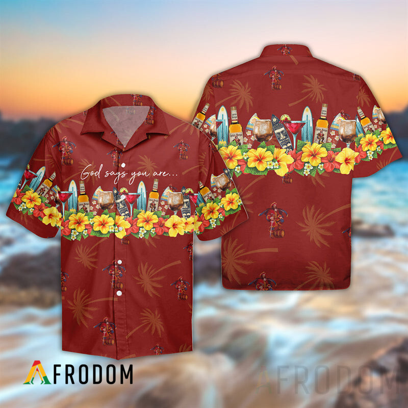 Summer Captain Morgan Hawaii Button Shirt And Shorts Set HU