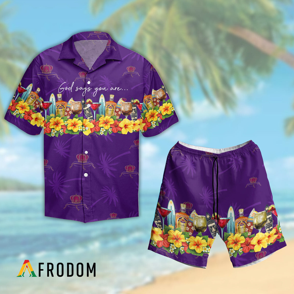 Summer Crown Royal Hawaii Button Shirt And Shorts Set HU