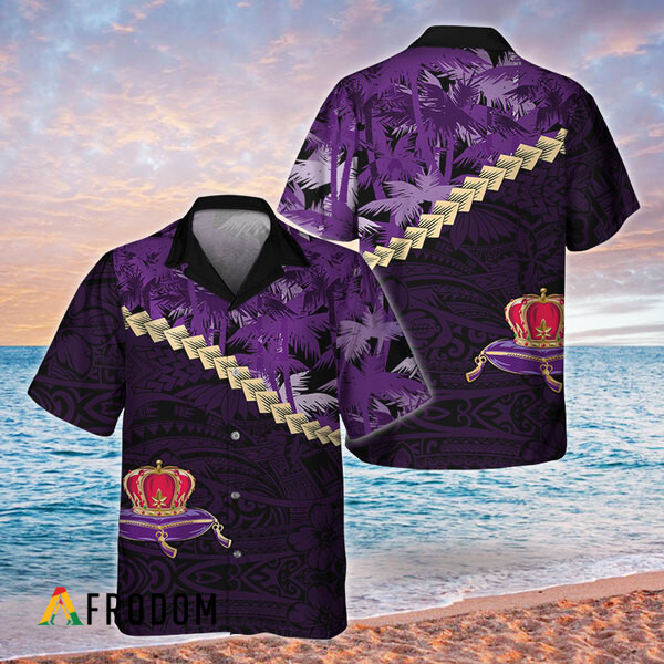 Summer Palm Tree Blend Polynesian Crown Royal Hawaiian Shirt HU