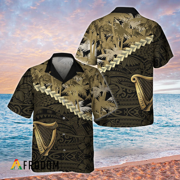 Summer Palm Tree Blend Polynesian Guinness Hawaiian Shirt HU