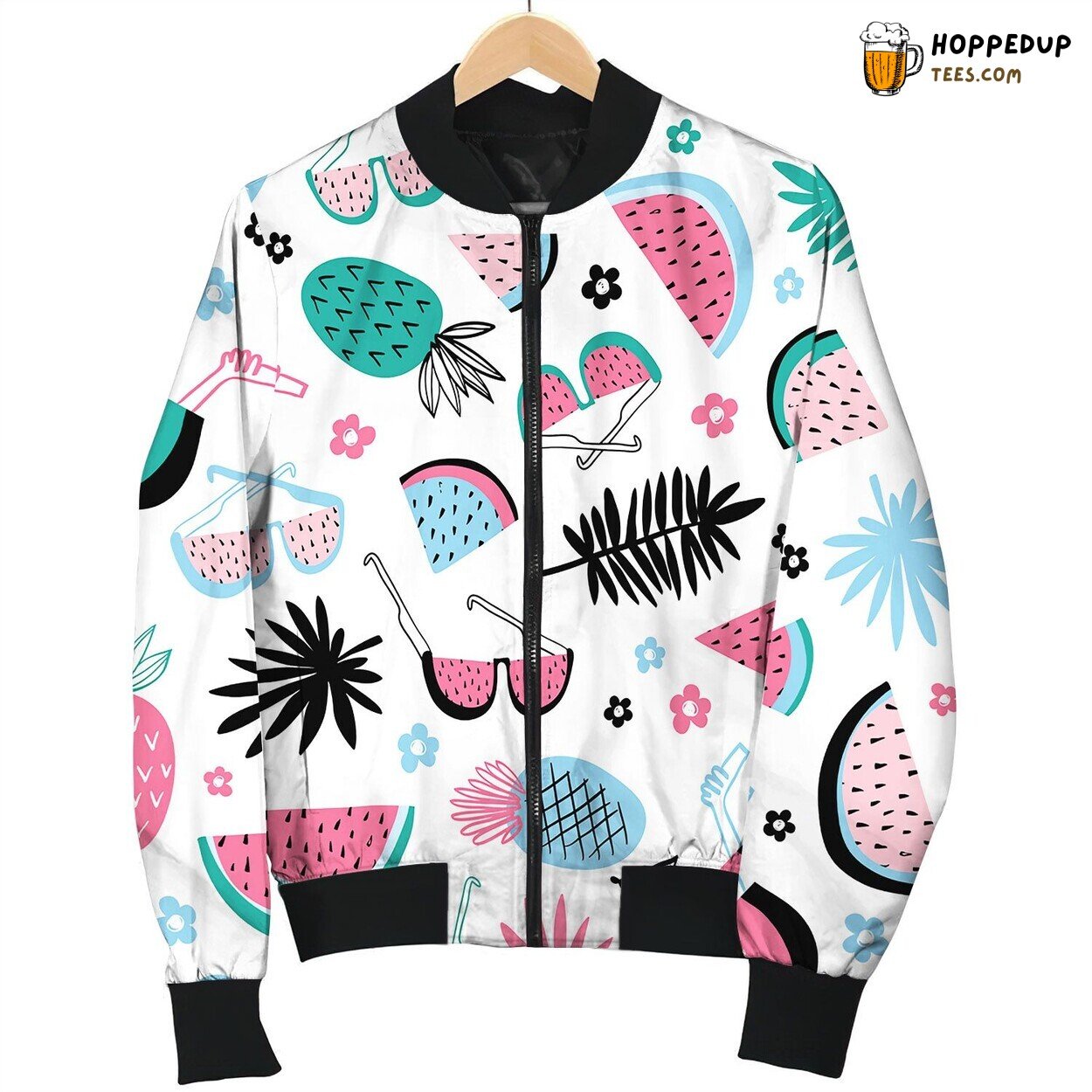 Summer Seamless Pattern Tropical Background Bomber Jacket