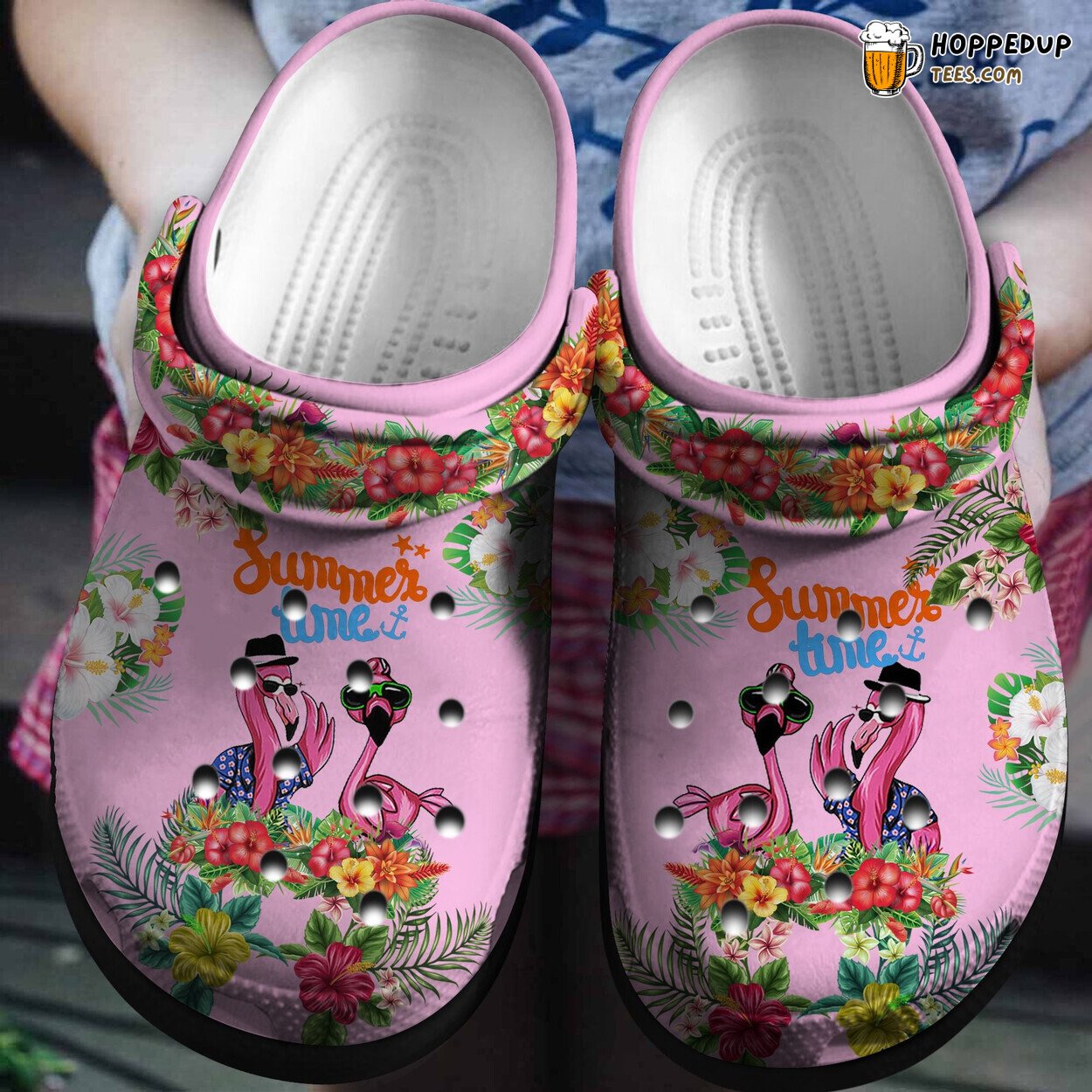 Summer Time Flamingo Custom Shoes Flower Garden Outdoor Birthday Women