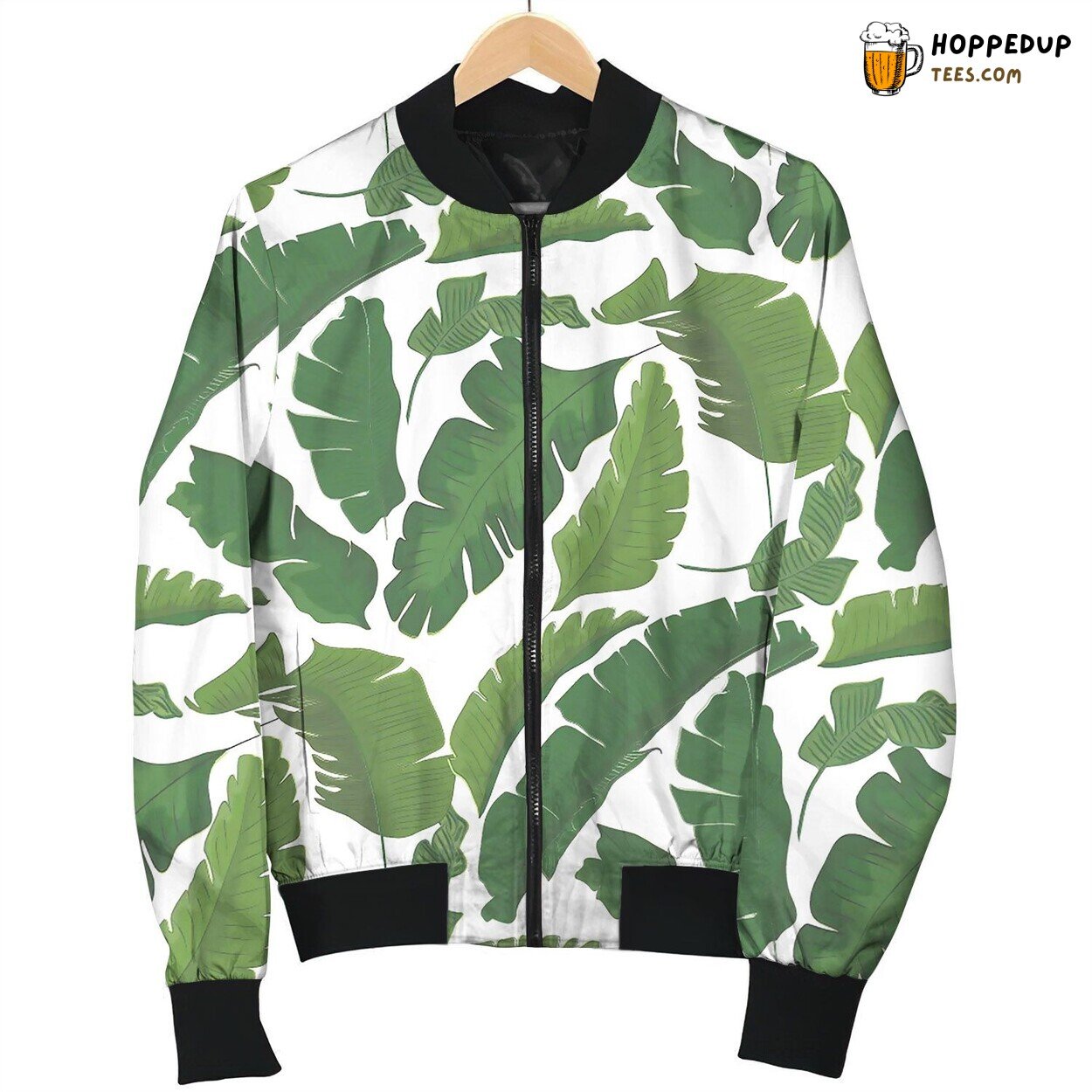 Summer Tropical Palm Leaf Paradise Pattern Exotic Bomber Jacket