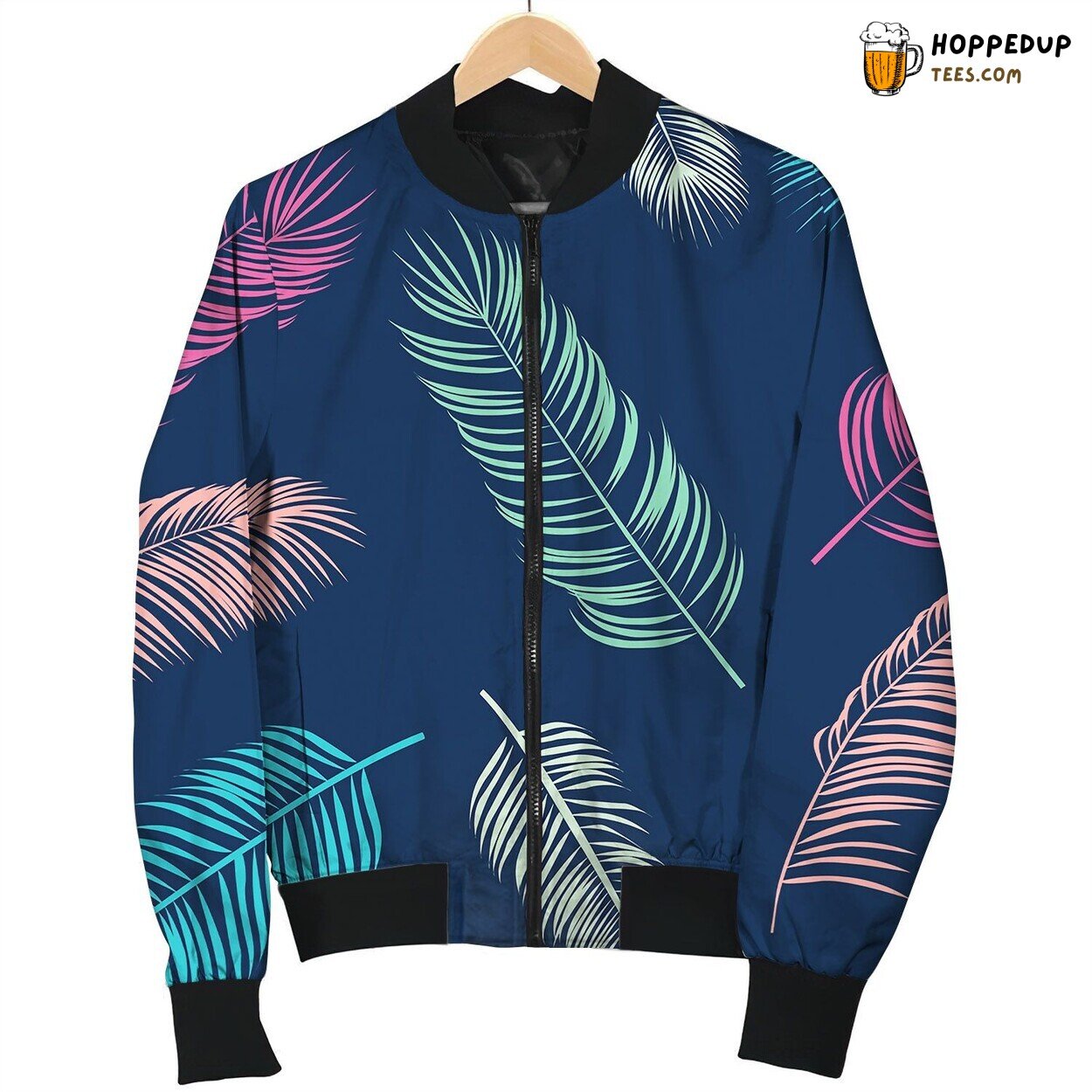 Summer Tropical Palm Seamless Pattern Bomber Jacket