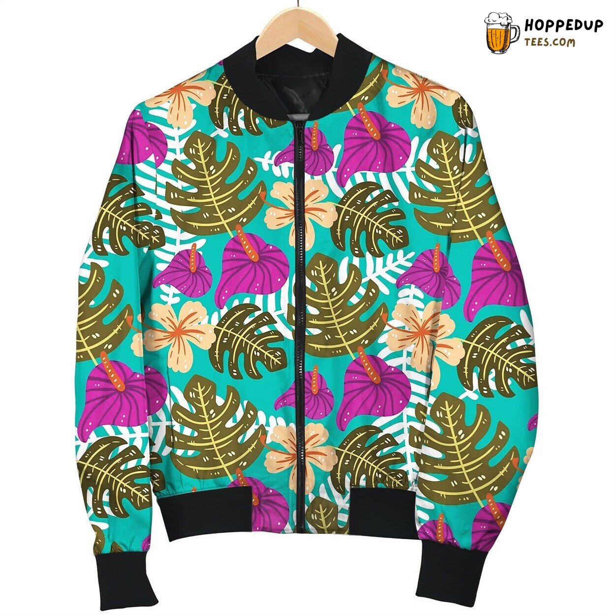 Summer Tropical Seamless Pattern Love Bomber Jacket