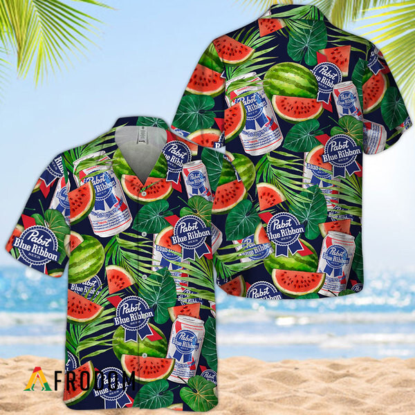 Summer Watermelon Pabst Blue Ribbon Hawaiian Shirt HU