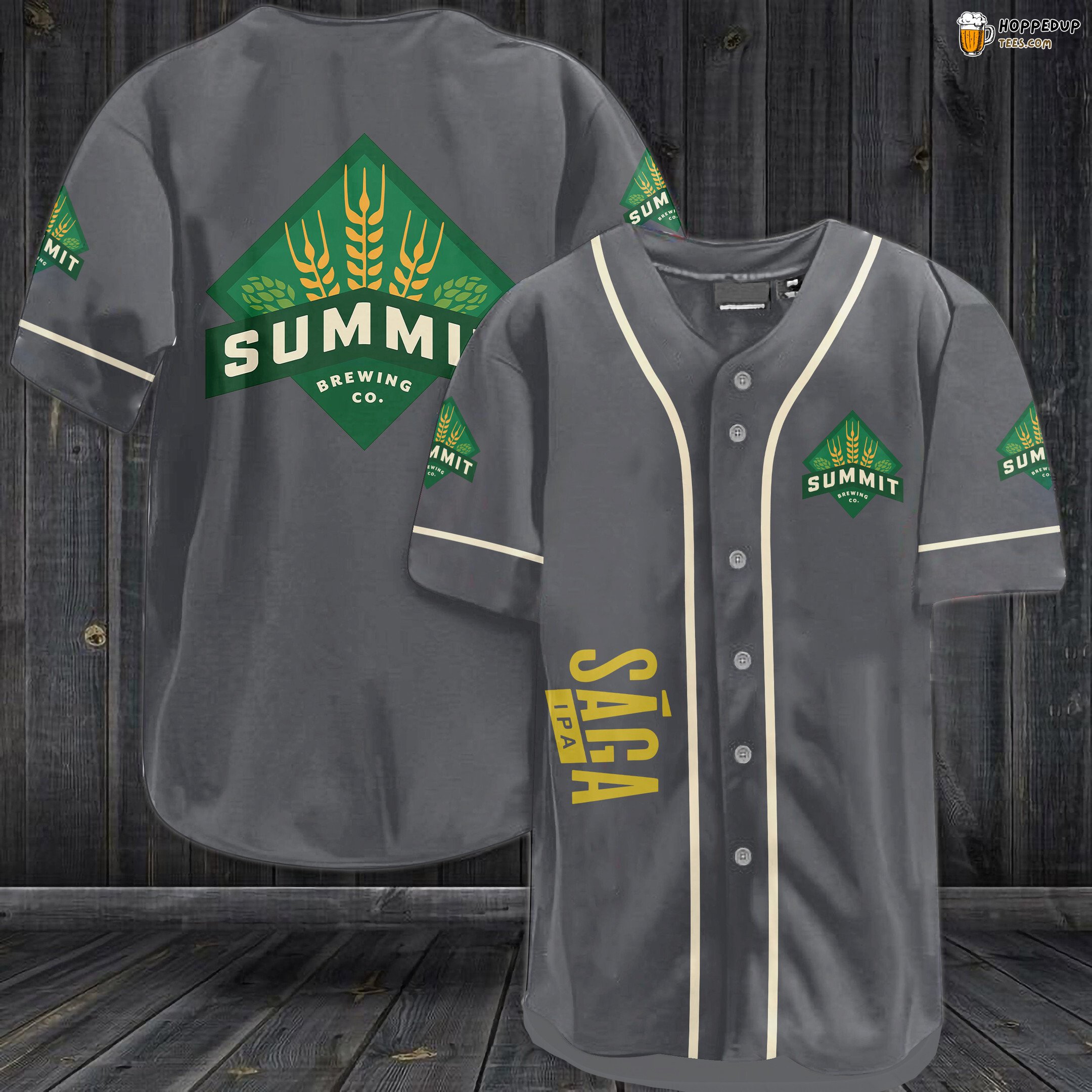 Summit Brewing Co. Saga IPA Baseball Jersey Gray Unisex Jersey Shirt