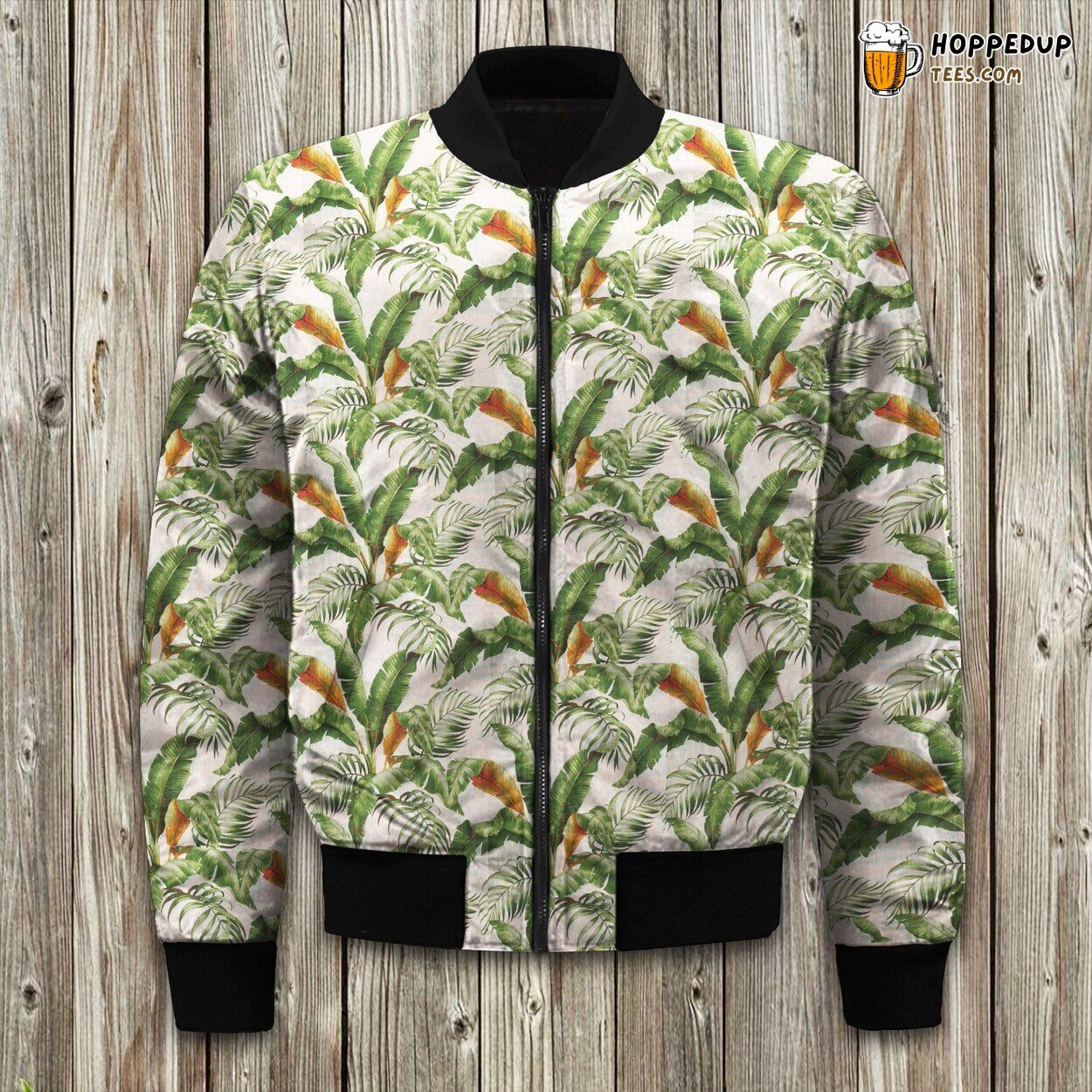 Sun-Kissed Serenity Print Winter Bomber Jacket Tropical Essence