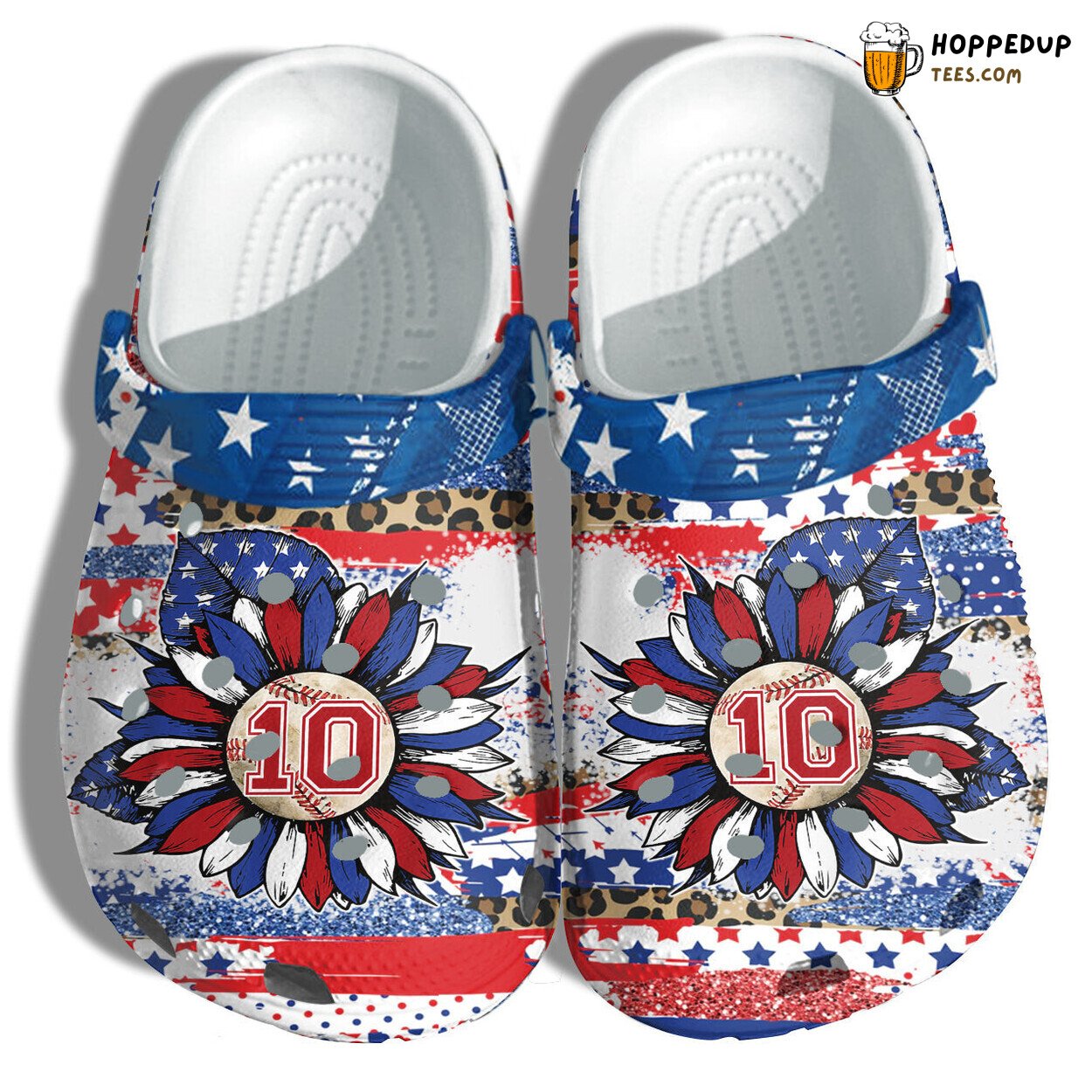 Sunflower Baseball Customized No.10 America Flag Women Sport July 4th Shoes