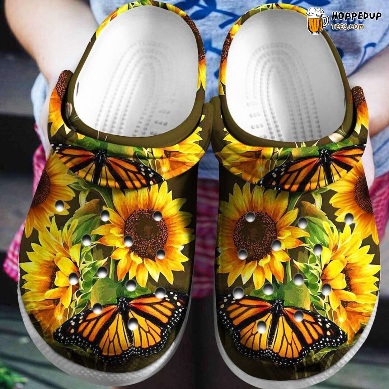 Sunflower Butterfly Beach Shoes Custom Gifts Mothers Day Grandma Daughter
