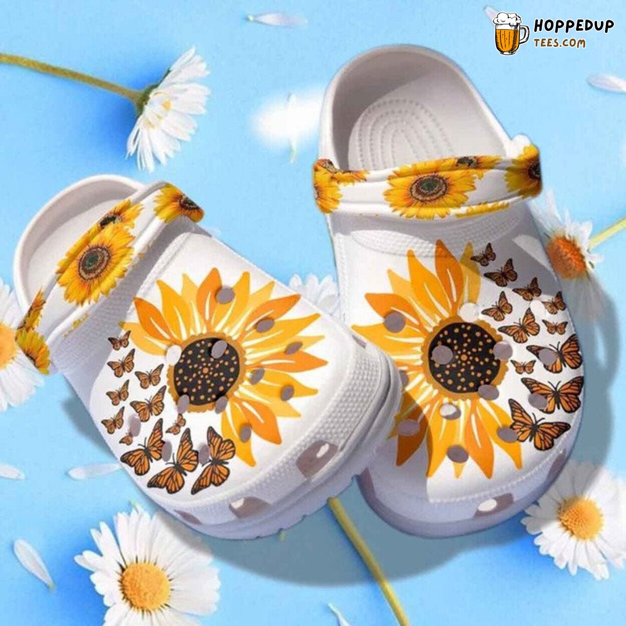 Sunflower Butterfly Cute Hippie Flower Clogs Shoes Birthday Gift For Women