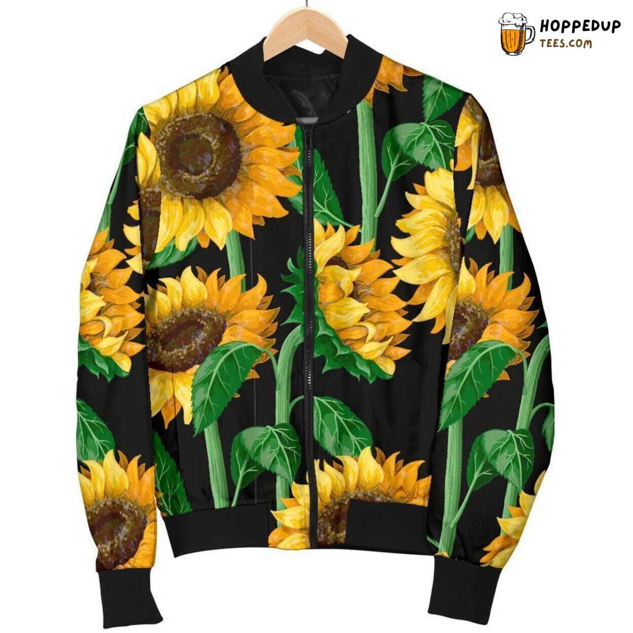 Sunflower Cartoon Whimsy Men’s Bomber Jacket Unique Pattern Essence Display