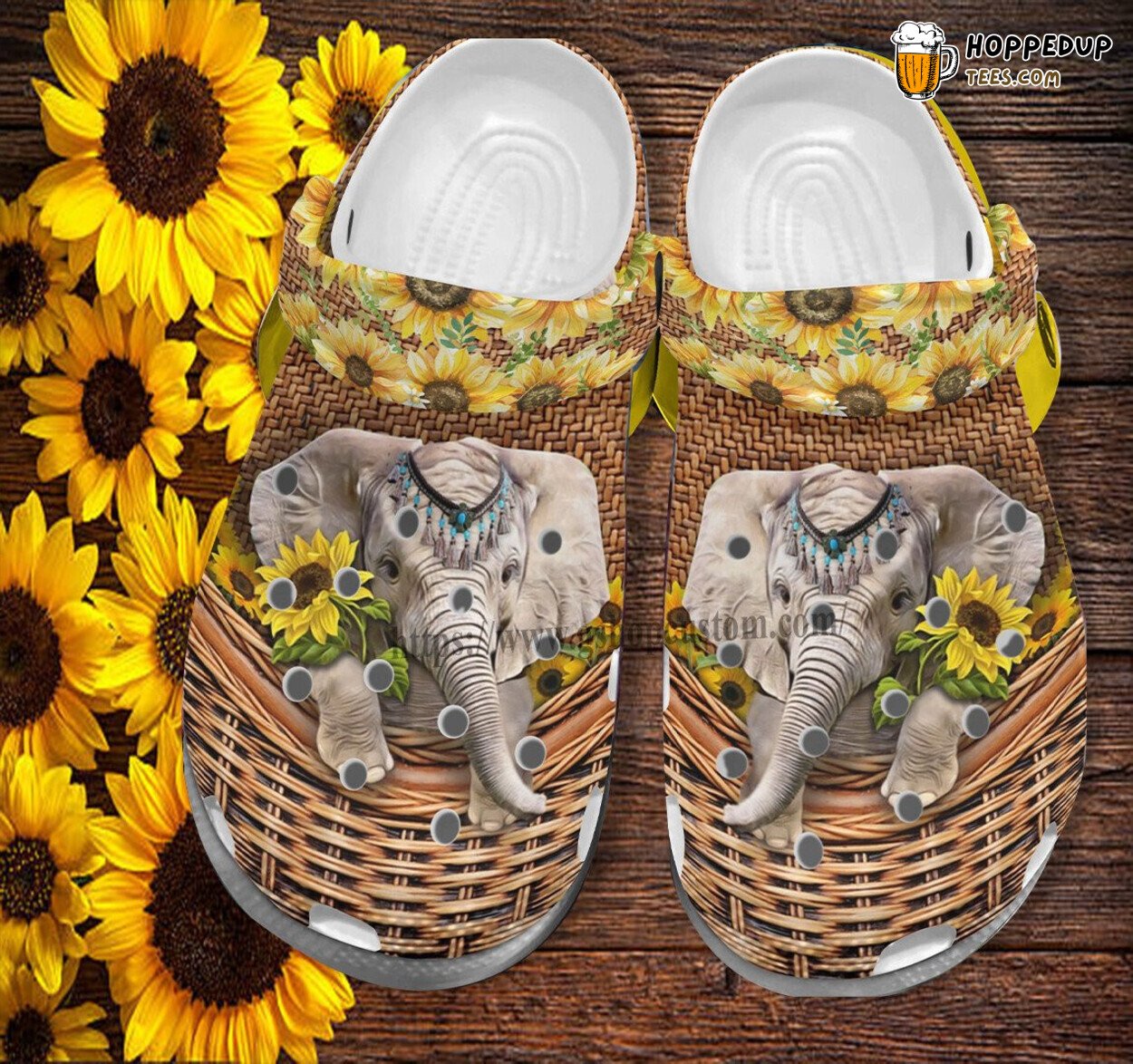 Sunflower Elephant Handmade Bag Shoes Women Elephant Croc Clogs Aunt Gift