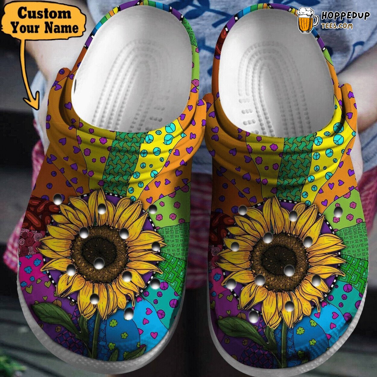 Sunflower Hippie Colorful Personalized Comfortable Clogs Vibrant Shoes
