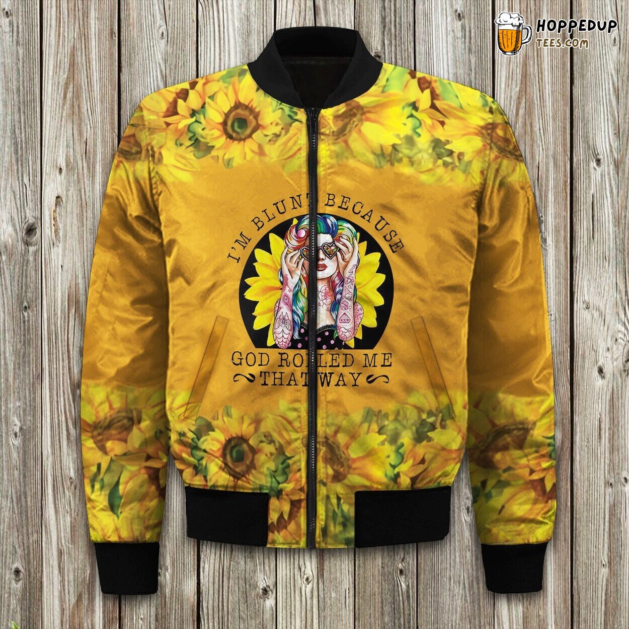 Sunflower Hippie Girl Bomber Jacket