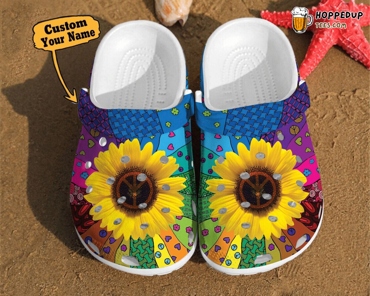 Sunflower Hippie Pattern Girl Classic Style Birthday Themed Clogs