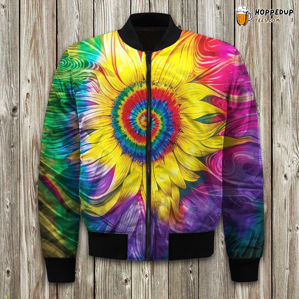 Sunflower Hippie Vibe Bomber Winter Jacket Stylish Design Coat