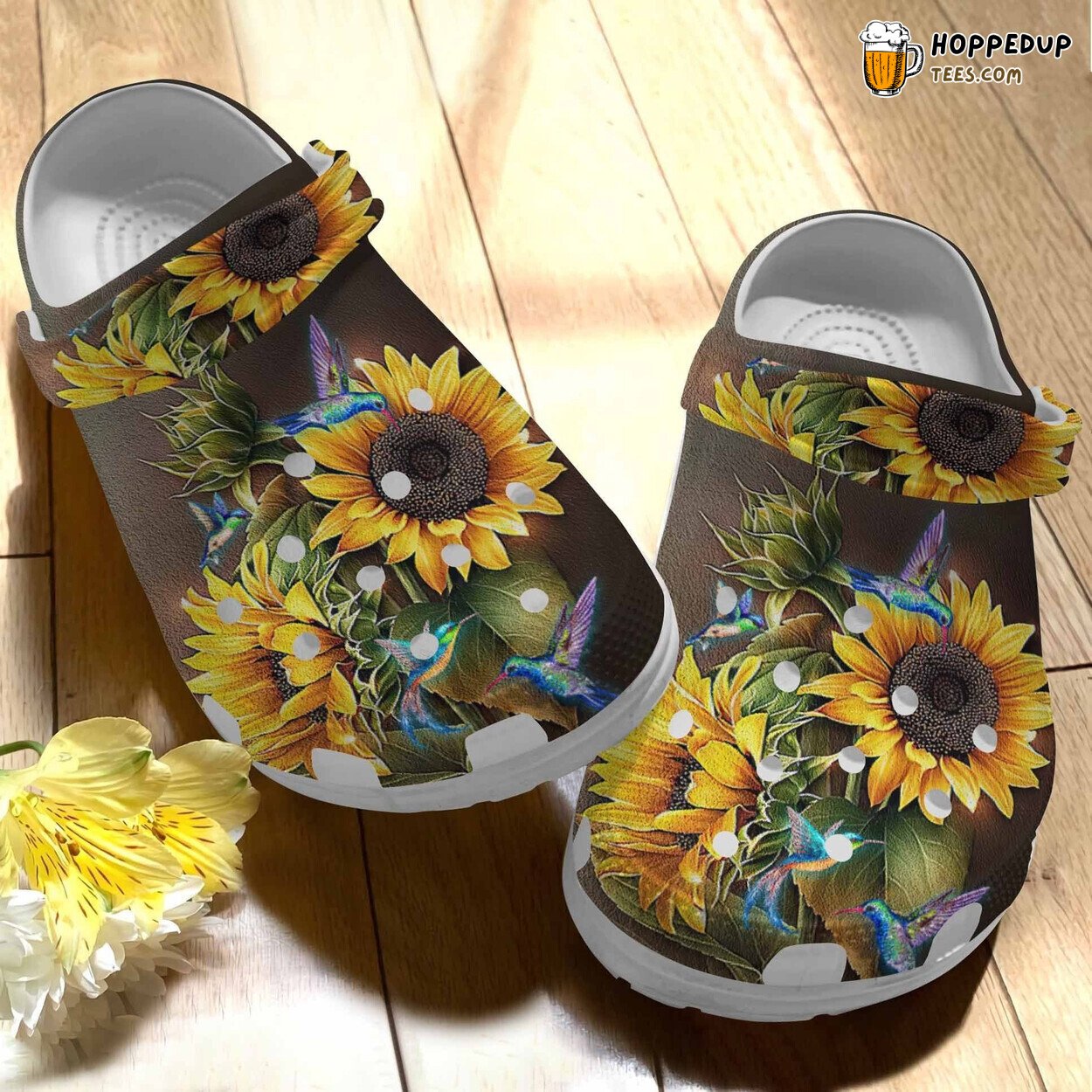 Sunflower Hummingbird Hippie Birthday Gift Women Girl Themed Clogs Shoes