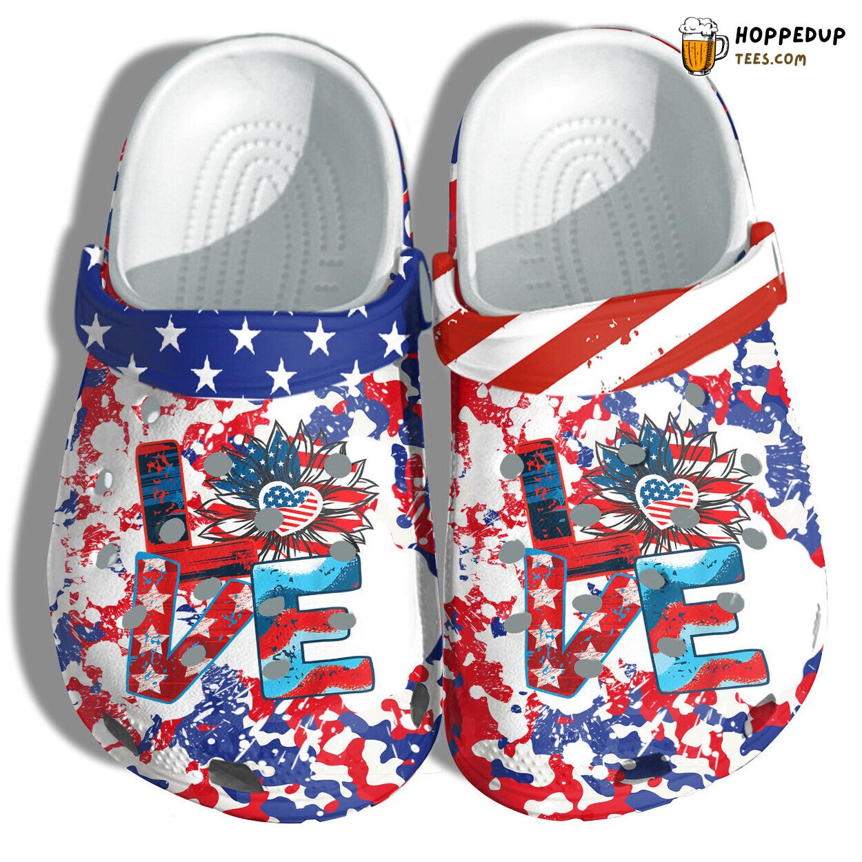 Sunflower Love Sign 4th July Women Hippie Tie Dye Shoes