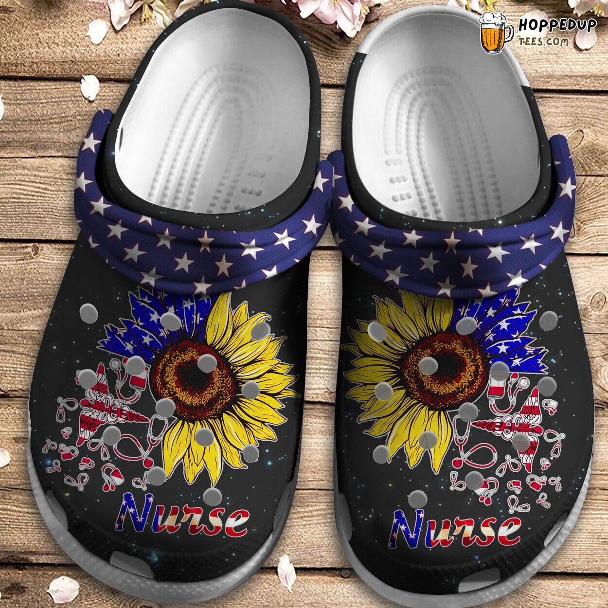 Sunflower Nurse US Flag Shoes 4th July Outdoor Birthday Gift Women Girls