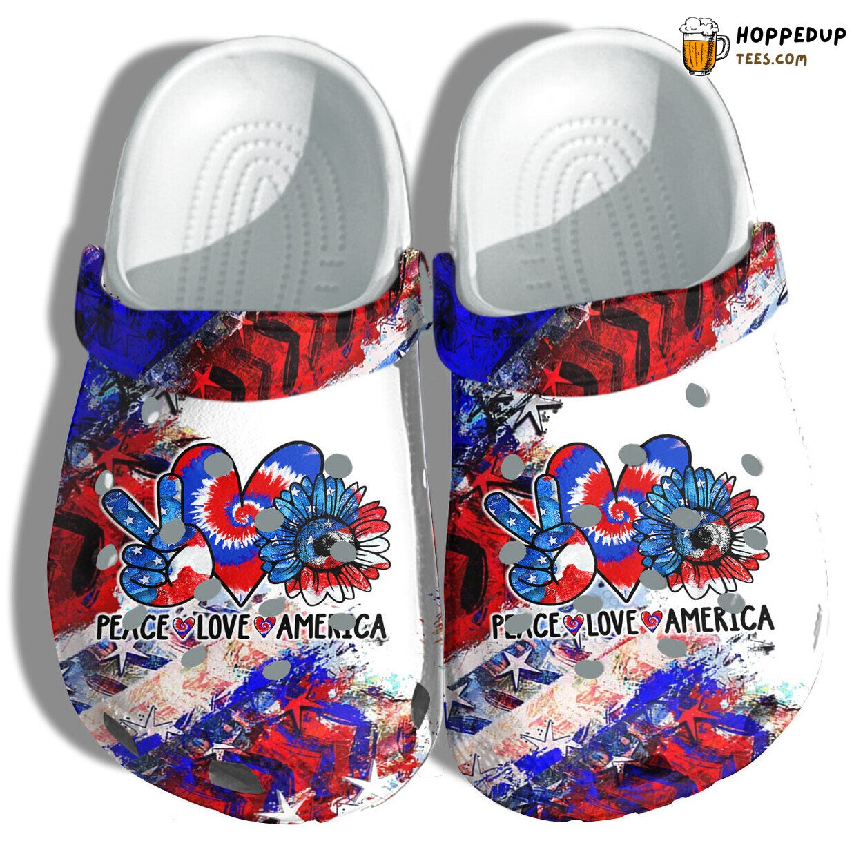 Sunflower Peace Love America Flag Hippie Tie Dye Heart 4th July Gift
