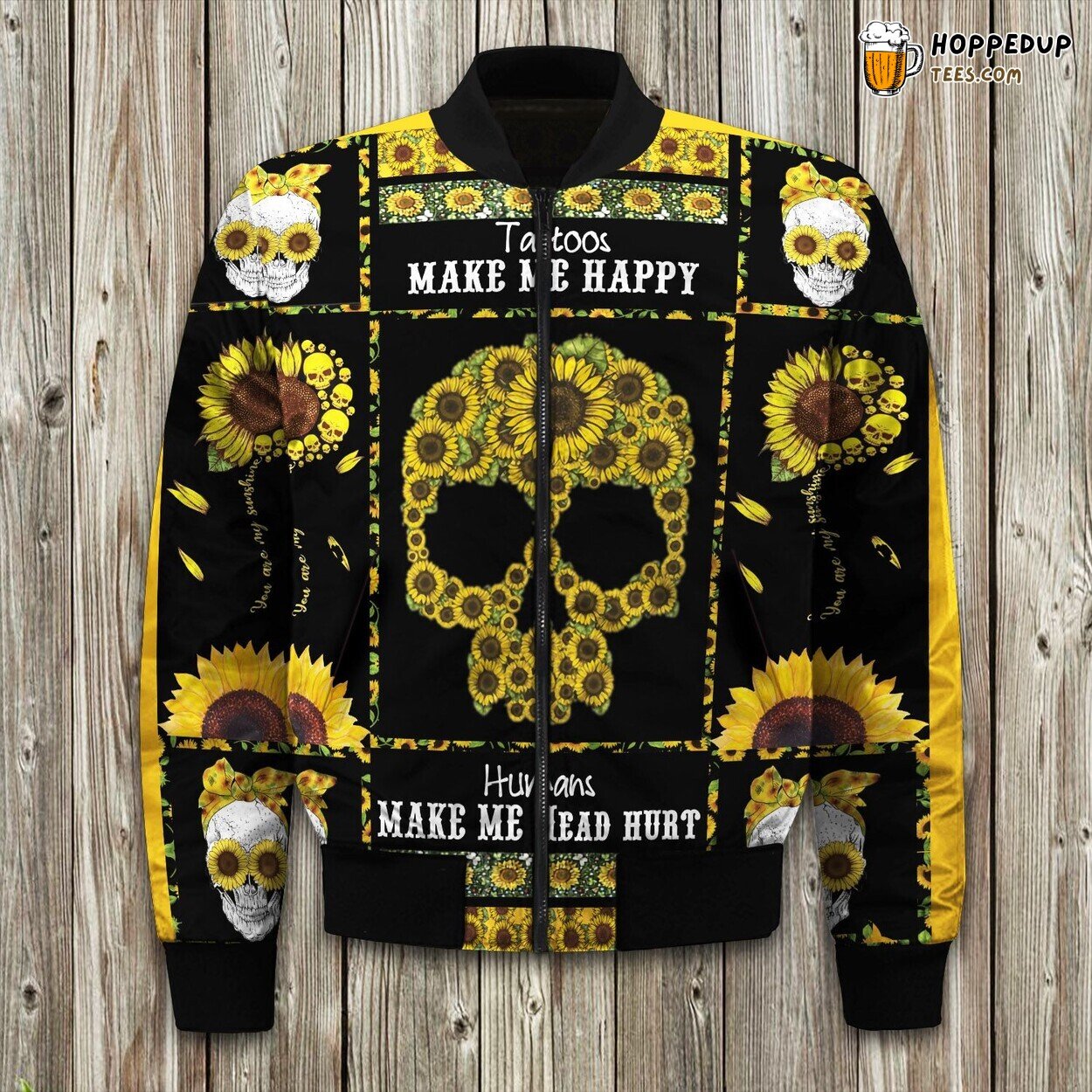 Sunflower Skull Inspired Winter Bomber Jacket Ensuring Style Warmth Elegance