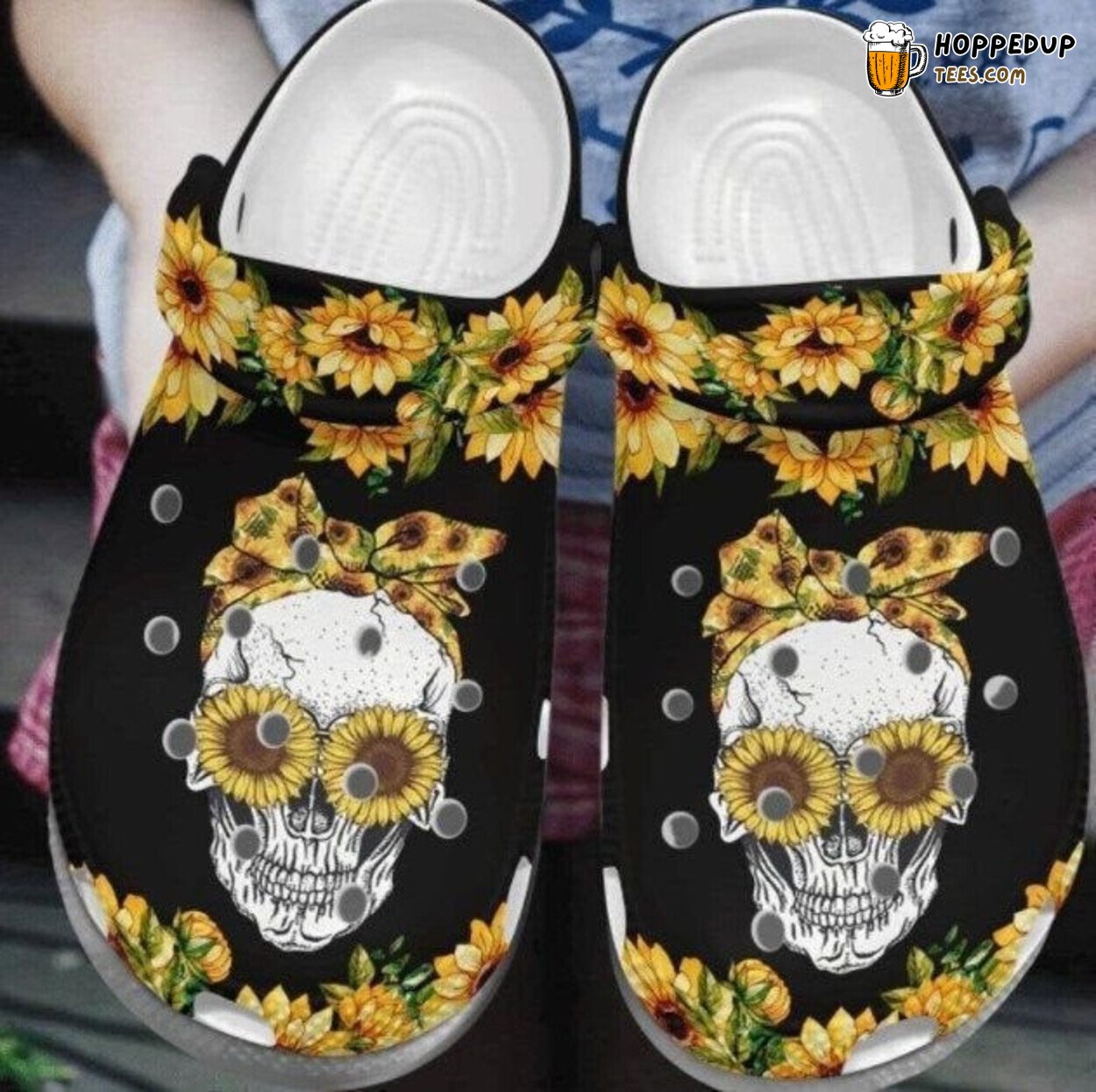 Sunflower Skull Rubber Comfy Footwear Crocband Clogs TL97