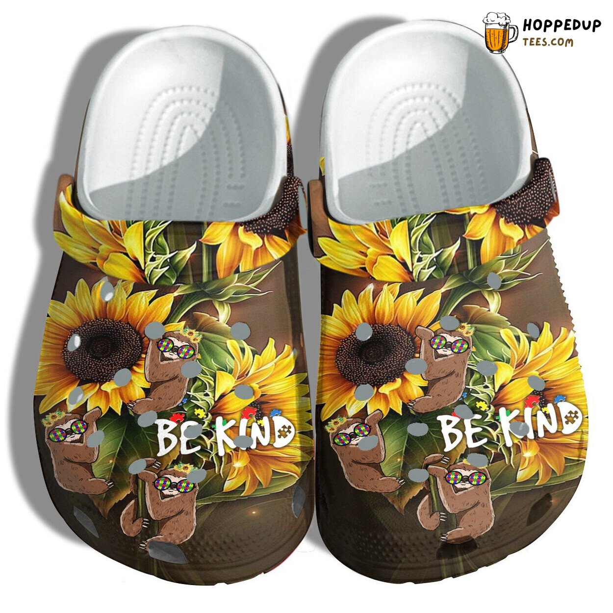 Sunflower Sloth Autism Kindness Theme Shoes Awareness Sloth Funny Clogs