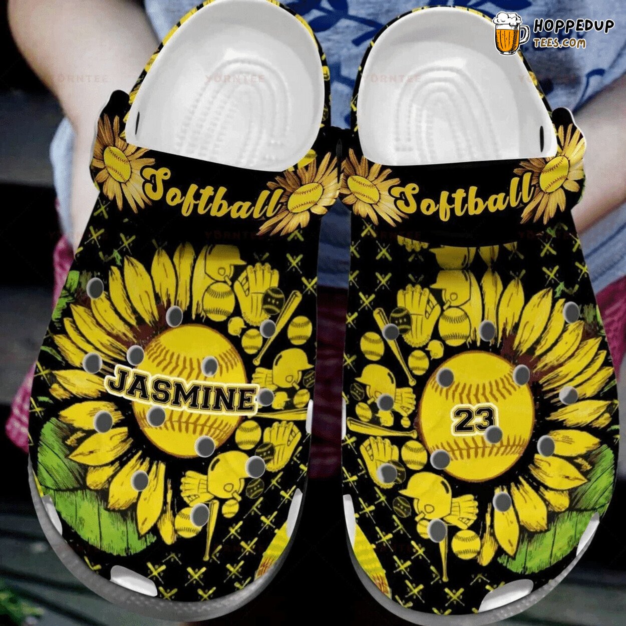 Sunflower Softball Lover Gift Themed Comfortable Unique Rubber Clogs