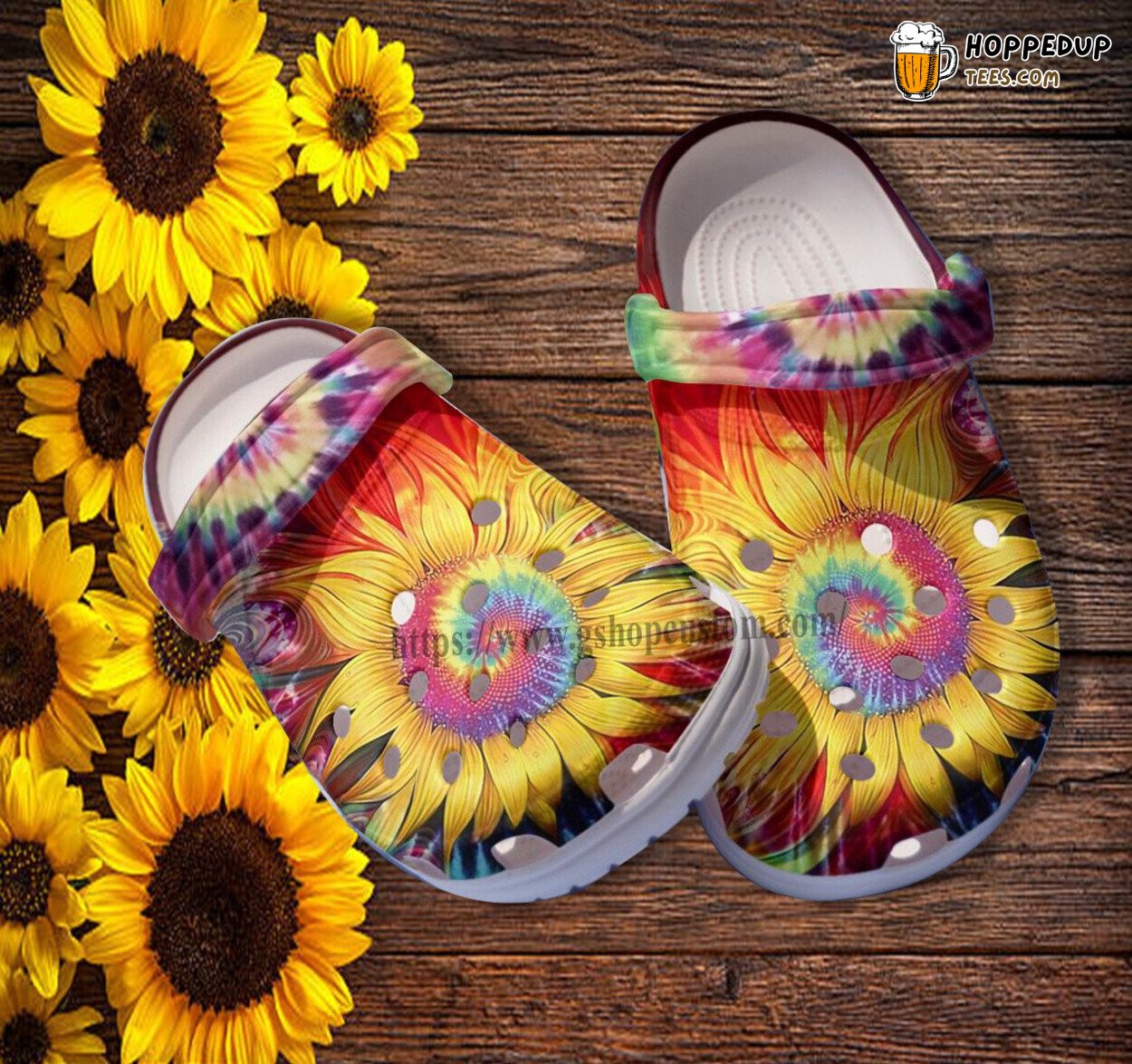 Sunflower Trippy Hippie Niece Daughter Peace Rainbow Clogs