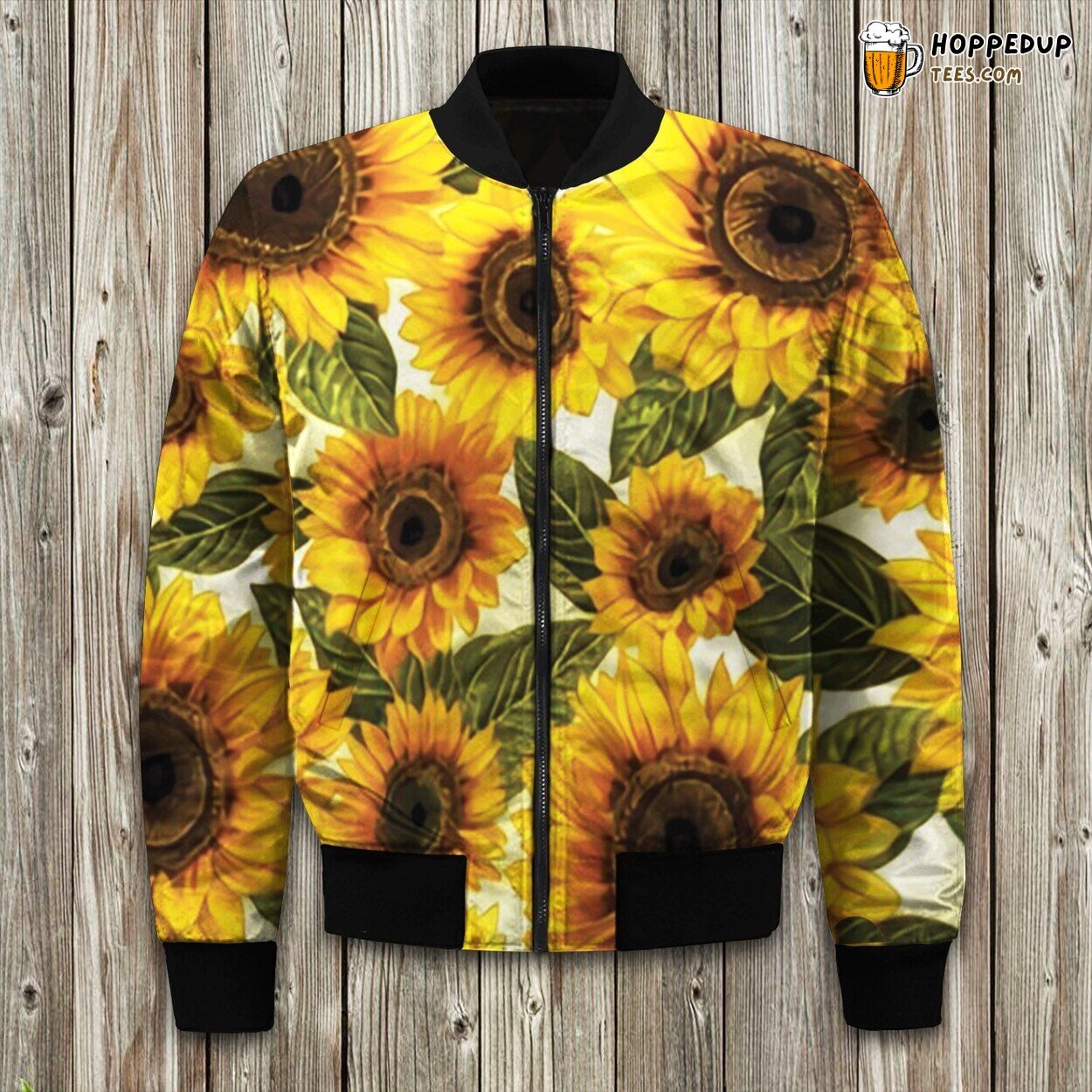 Sunflower Ttt Pattern Winter Bomber Jacket Blooming Sunshine Elegance