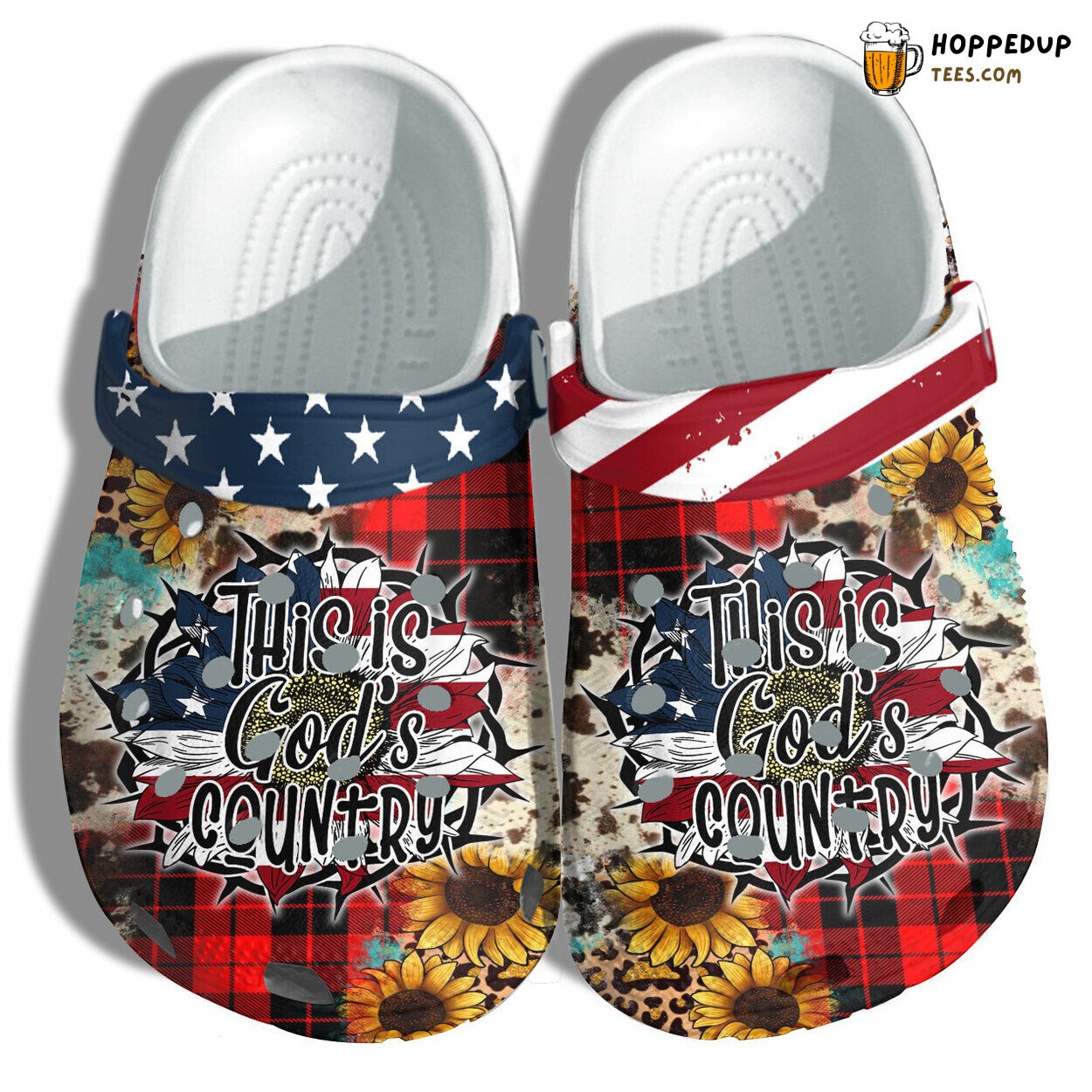 Sunflower USA Flag Shoes Women Leopard God’s Country 4th July Birthday