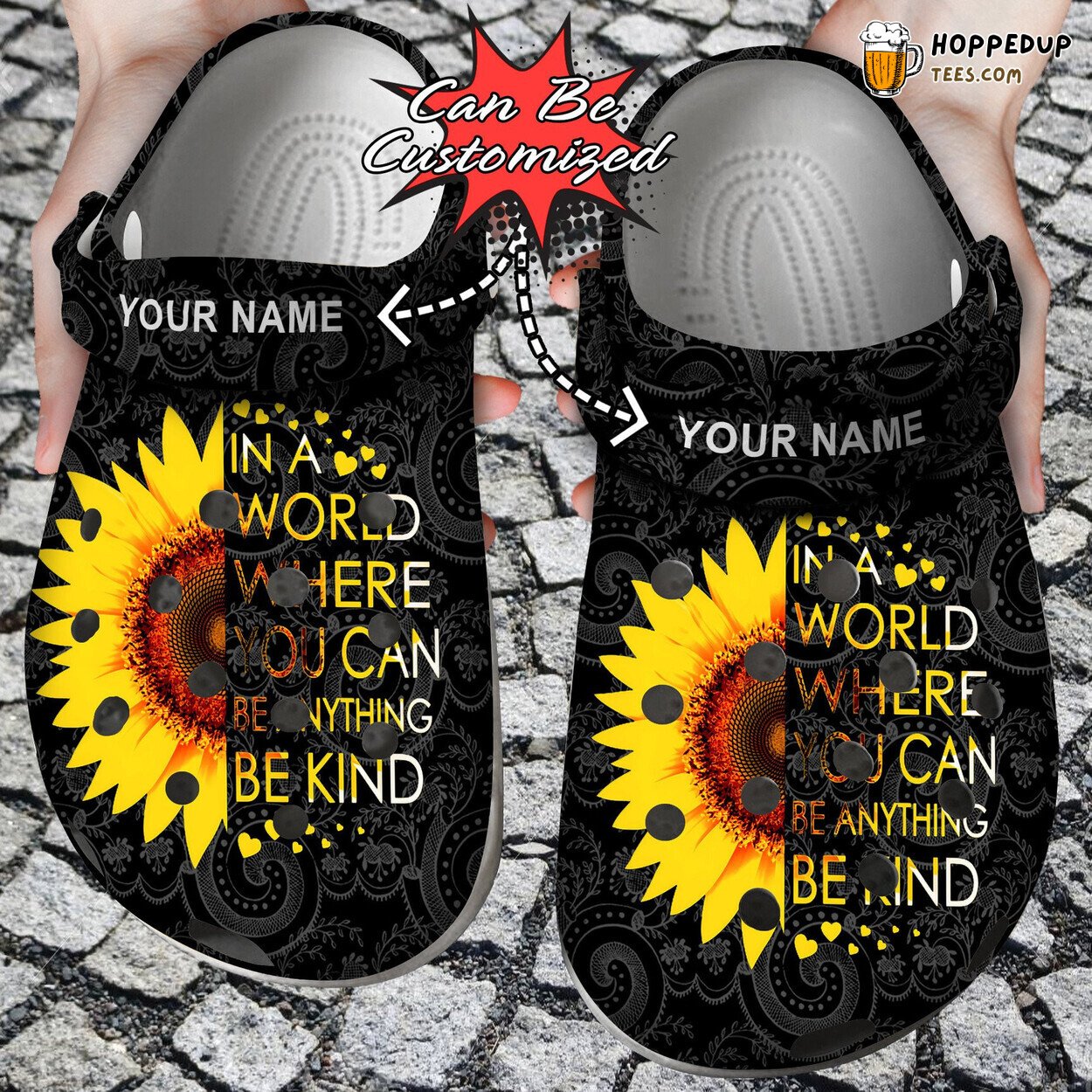 Sunflower World Kindness Theme Comfortable Clogs Inspirational Design Shoes