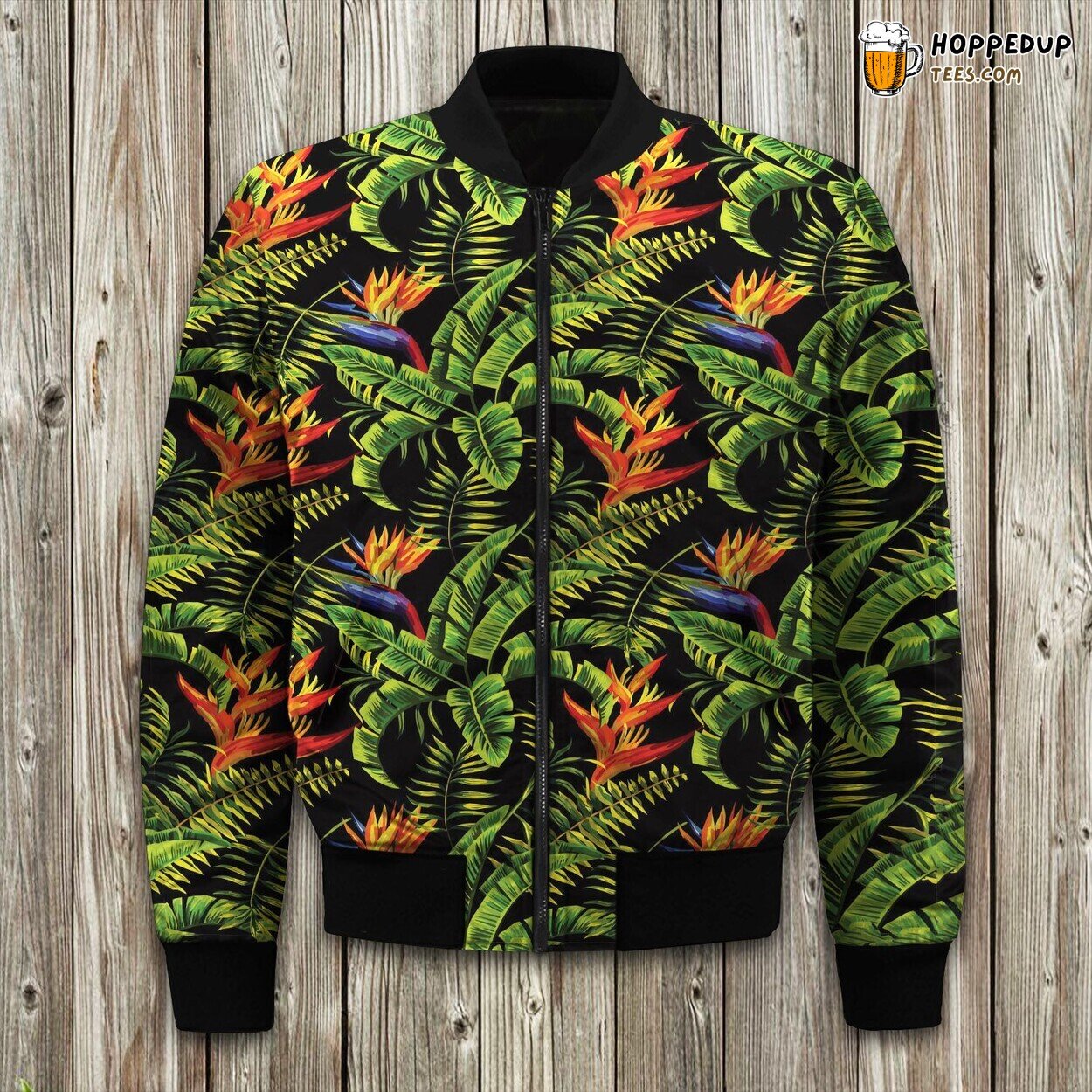 Sunlit Coastal Dream Winter Bomber Jacket Tropical Merriment