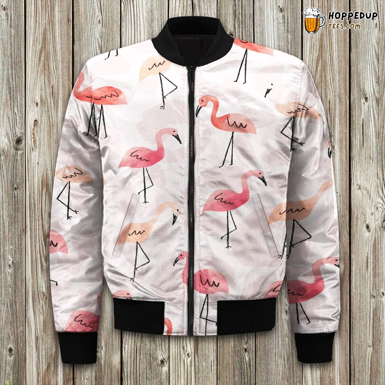 Sunset Hue Flamingos Scene Bomber Jackets Winter Twilight