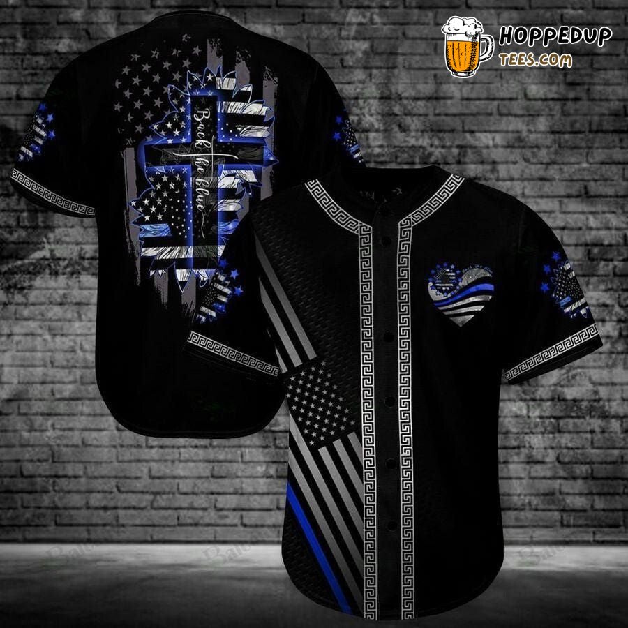 Support Blue Themed Baseball Jersey Unique Distinctive Design Look Edition