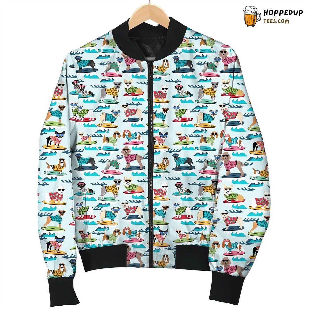Surfing Cool Dogs Bomber Jacket