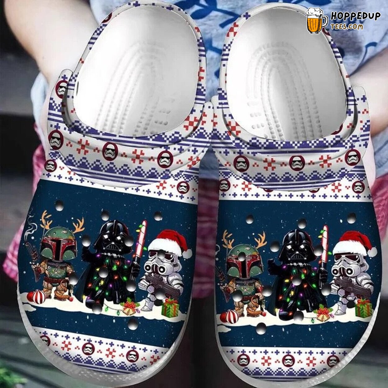 SW Movie Characters Ugly Pattern Christmas Themed Clog Shoes Unique Design