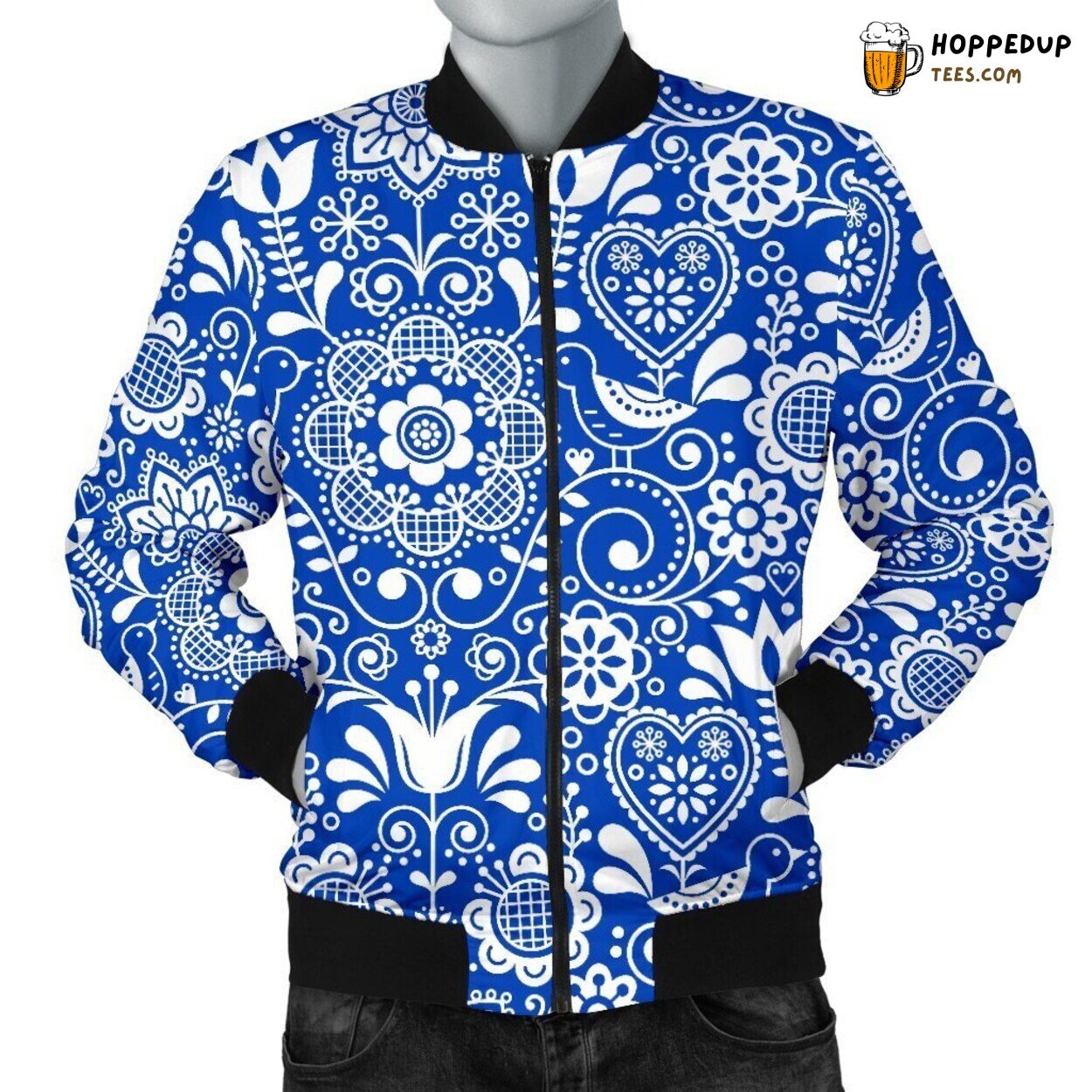Swedish Floral Beauty Men’s Bomber Jacket Nordic Blossom Design Elegance