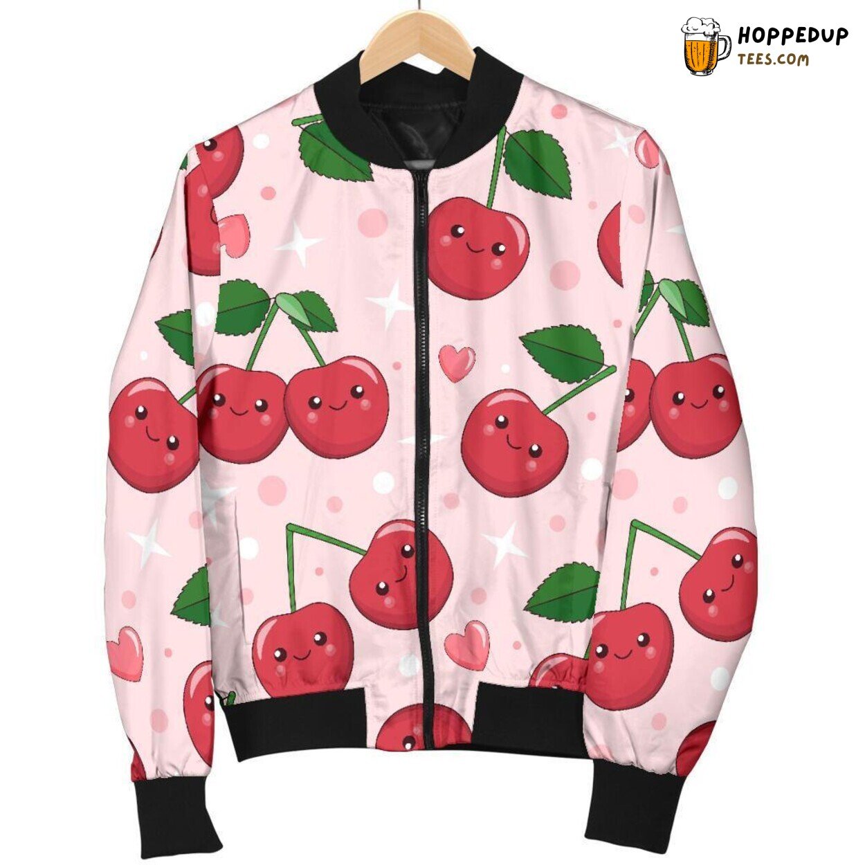 Sweet Cherry Essence Men’s Bomber Jacket Unique Pattern Design Display Sweet Cherry Essence Men’s Bomber Jacket Unique Pattern Design Display