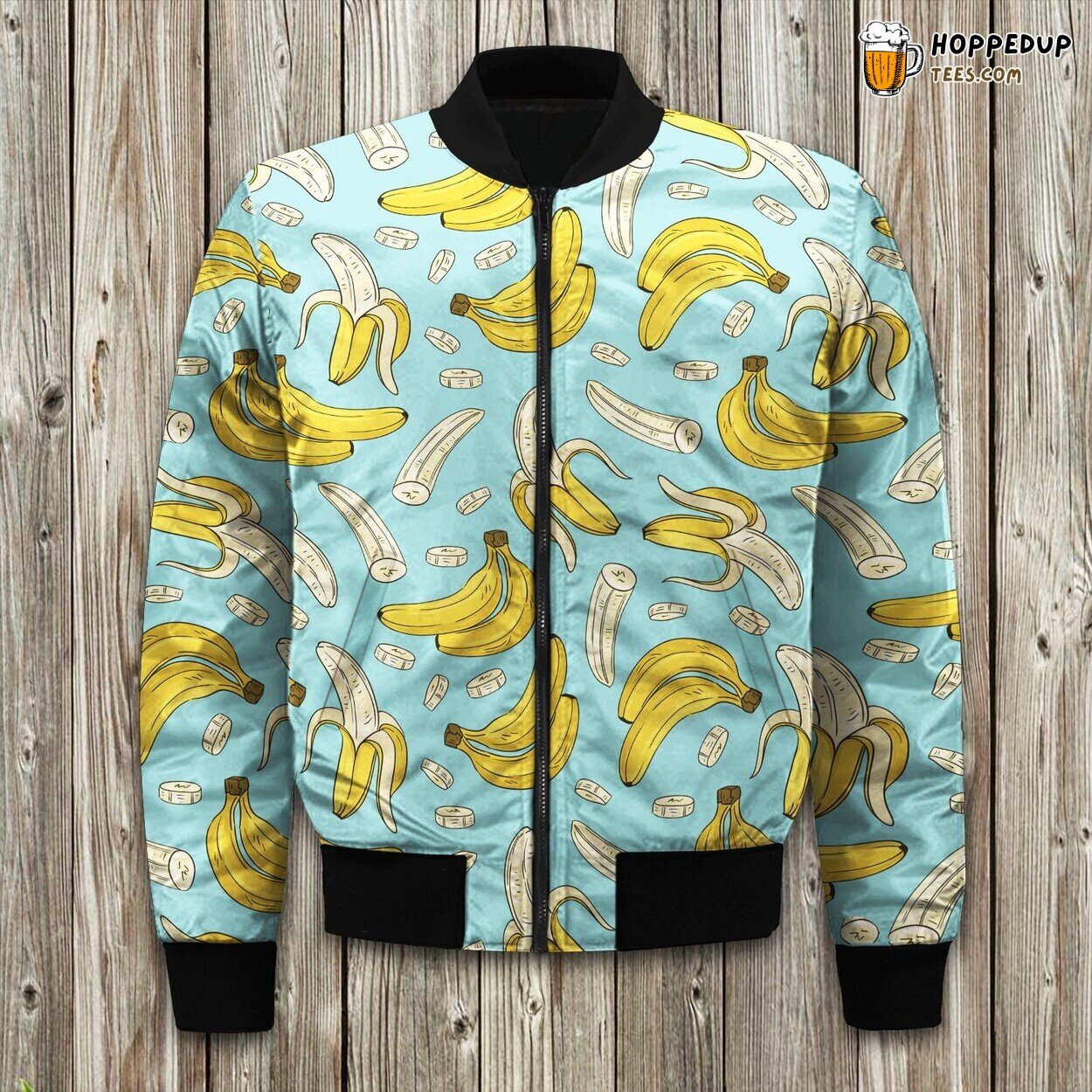 Sweet Delight Banana Print Winter Bomber Jacket Tropical Touch Design