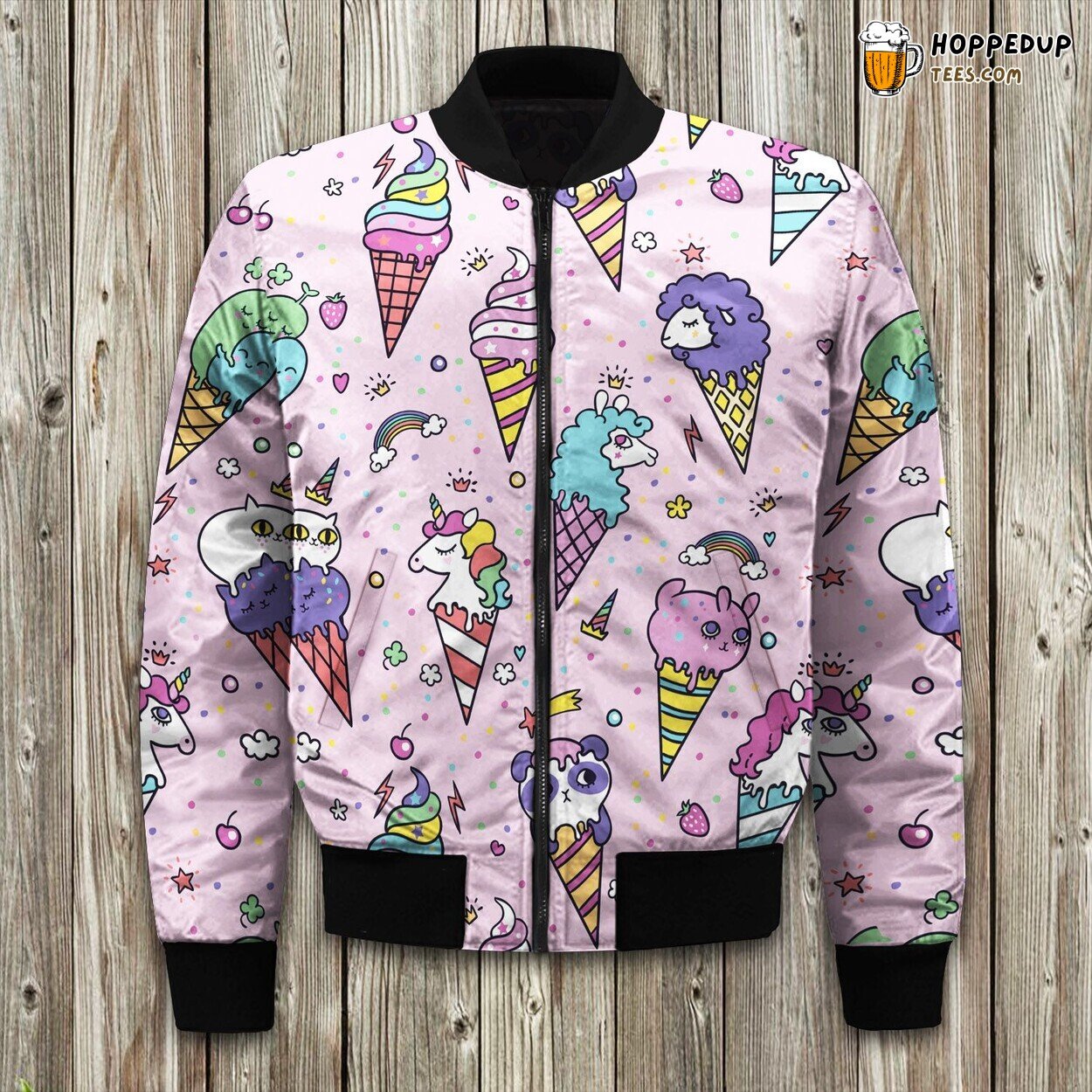 Sweet Delight Ice Cream Design Winter Bomber Jacket Elite Luxe